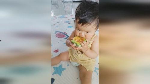 一岁宝宝吃瓜视频,萌态十足萌化人心